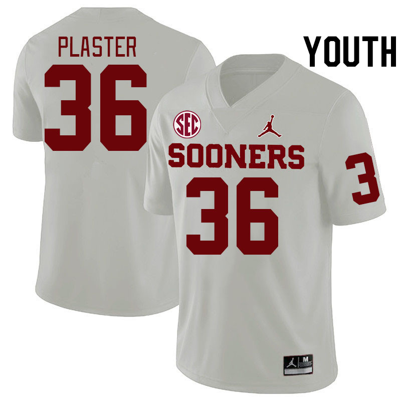 Youth #36 Josh Plaster Oklahoma Sooners 2024 SEC Conference College Football Jerseys-White